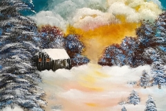 136 hut in the snow - 60 x 60 cm - Acrylbild